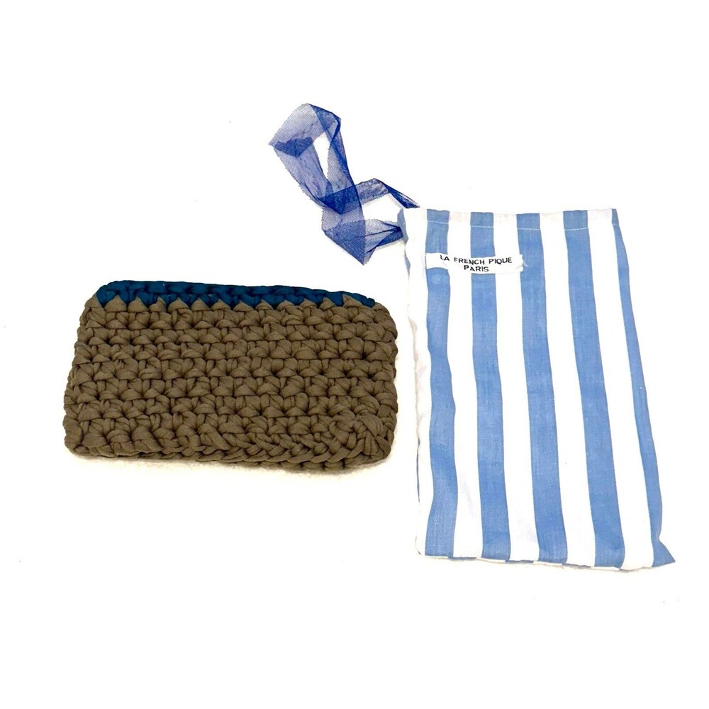 Le French Pique Green and Blue pouch